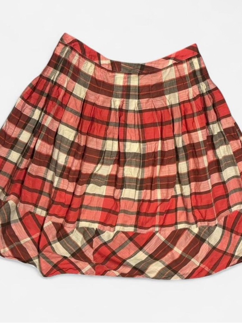 Talbots Red and Cream Plaid Circle Skirt